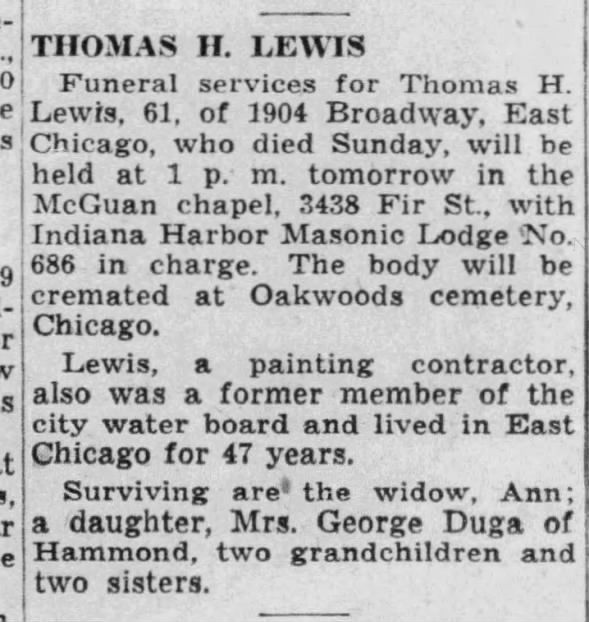 Lewis Thomas 19510501 Funeral services